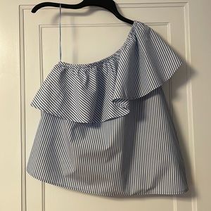 GAP Blue & White One Shoulder Blouse Size L